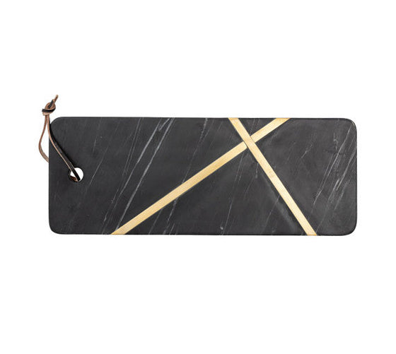 Marble Cheese Board in Black & Brass