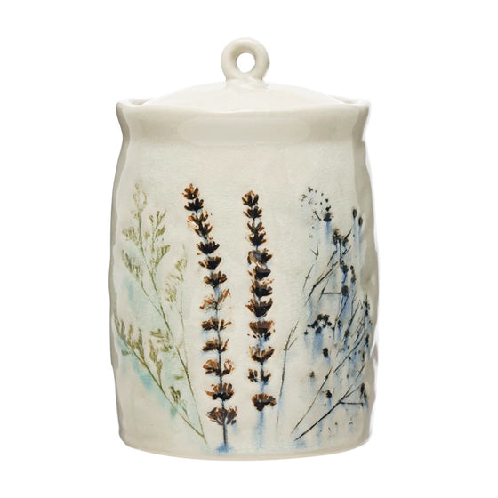 floral stoneware canister - large