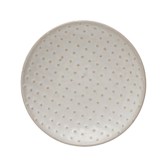 stoneware embossed hobnail plate