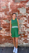 Cotton Cashmere Frayed Edge Tank Dress in Golf Green