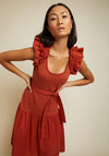 everleigh frilly dress in cayenne